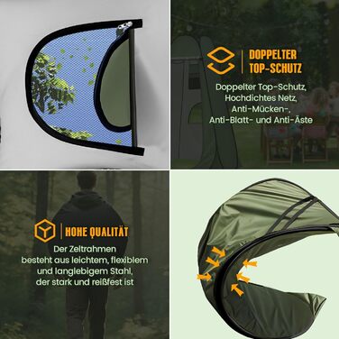 Charmofun Pop Up Camping Shower Tent with UV Protection - Portable Toilet & Changing Tent for Beach & Outdoor Use (Green)