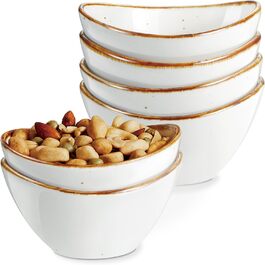 ONEMORE Ceramic Dip Bowls Set of 6, 236ml Snack Bowls, Soy Sauce Dishes, Mini Bowls for Tomato Sauce, Snacks, Desserts, Nuts and Fruit, Cream White