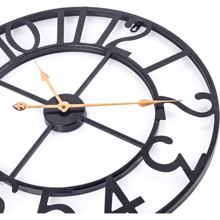 Large European-Style Industrial Vintage Wall Clock with Roman Numerals, Silent No Ticking Sounds Metal Wall Clock, Decorative Wall Clock for Living Room, Kitchen, Bedroom - (Black Arabic, 76cm)
