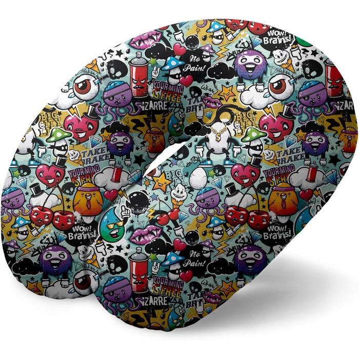 Подушка для подорожей I-TOTAL® з підтримкою шиї, м'яка, з принтом графіті