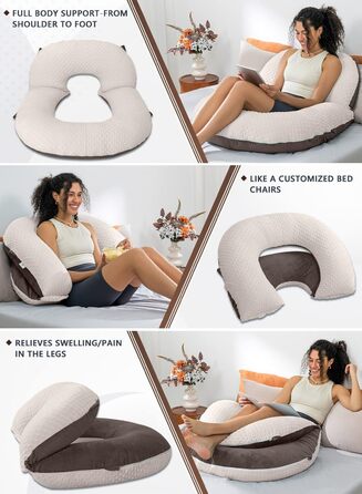 Подушка для читання INSEN, подушка для підтримки спини в ліжку, для читання, відпочинку, медсестер, дорослих, матерів та дітей, подушка для пресу в ліжку, блакитна (з оновленою оксамитовою оббивкою)