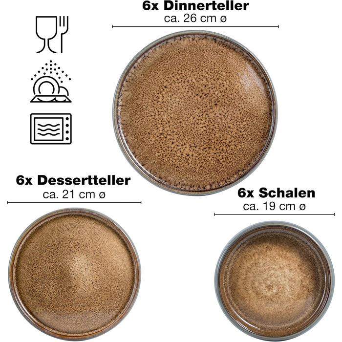 Набір посуду Moritz & Moritz SOLID Steinzeug – 18 предметів (6 осіб)