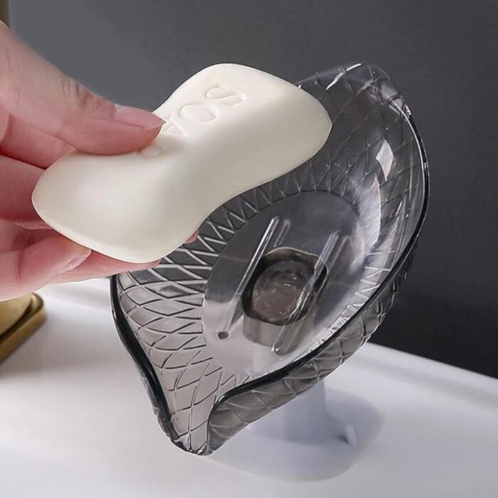 Чорна мильниця з присоском | Прозора мильниця для душу та ванни | Підставка для мила, щіток та аксесуарів