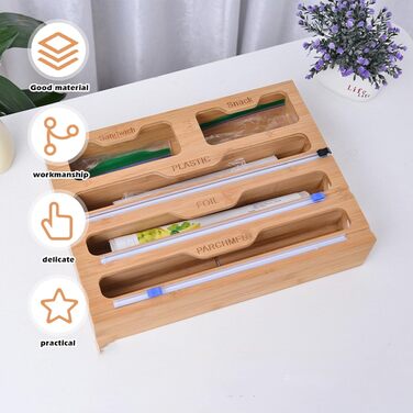 Диспенсер для харчової плівки та фольги 5-в-1 з різаком для кухні (40x29.5x8 см)