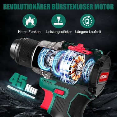 Акумуляторна дриль-шуруповерт HYCHIKA NBT-CD-16.8A-BL: 45Nm, 23+1 момент, 53 шт. аксесуарів, LED, 1500mAh