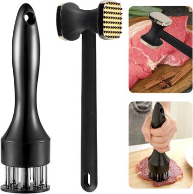 Нізіріо Fleischklopfer: М'ясорубка з нержавіючої сталі, подвійний молоток для шніцелів, безпечна для миття в посудомийній машині