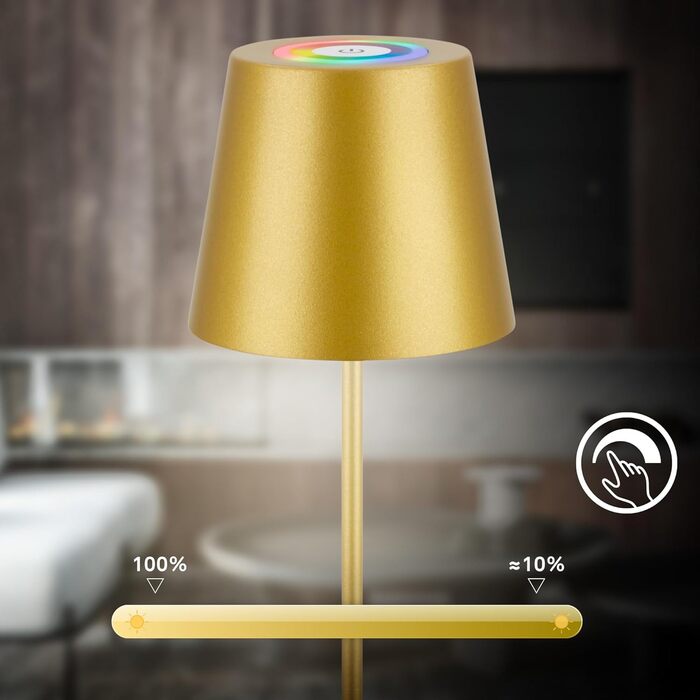 Світлодіодна настільна лампа Briloner бездротова з сенсорним керуванням, димування, регульована висота, нічна лампа, лампа для читання, кемпінгу, акумуляторна, для вулиці, 36x10.5 см