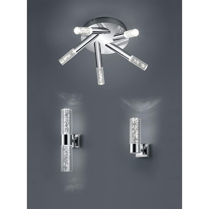 Trio Leuchten LED Bathroom Wall Light Bolsa 282410106, Chrome, Clear Acrylic with Bubbles, 3.2 Watt (Ceiling Light)
