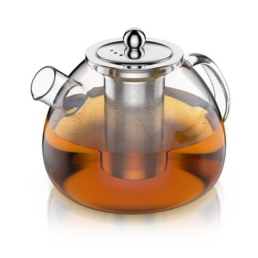 Скляний чайник Arendo з ситечком із нержавіючої сталі, 1500 мл, термостійке боросилікатне скло для листового, трав'яного та фруктового чаю
