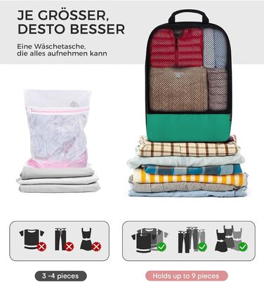 Набір кубиків для пакування багажу BAGLHER - Клатч-органайзер для валізи, зелений, водонепроникний