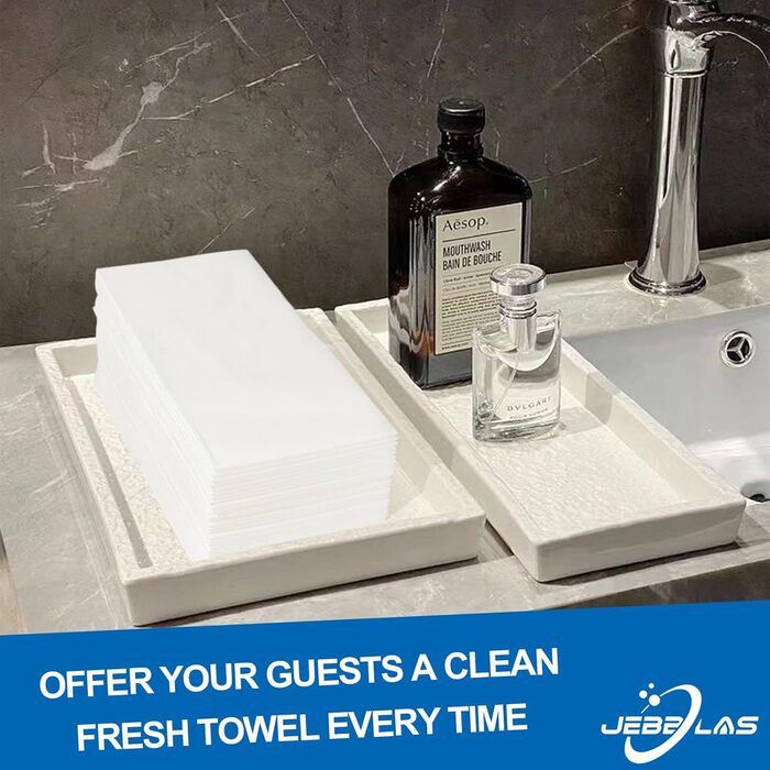 JEBBLAS Disposable Guest Towels, Linen-like Feel, Cloth-like Paper Napkins, Soft, Absorbent Paper Towel for Kitchen, Parties, Bathroom, Restaurant, Events, 20 x 40 cm (White200)