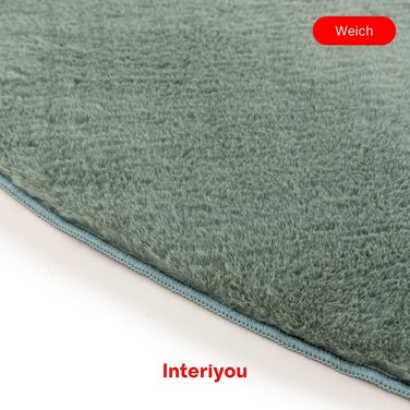 Килимок для вітальні Interiyou Fargo 80x150 см - короткий ворс, миючий, нековзний, штучне хутро, м'який ворс (зелений)