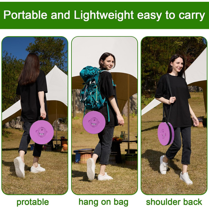 Складаний стілець Upgrade XXL з подушкою, 1000 фунтів, для дорослих, кемпінгу, подорожей (фіолетовий)