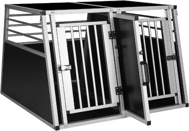 Транспортна переноска для собак та котів EUGAD, алюмінієва, 65x85x71 см, з безпечним замком, чорна