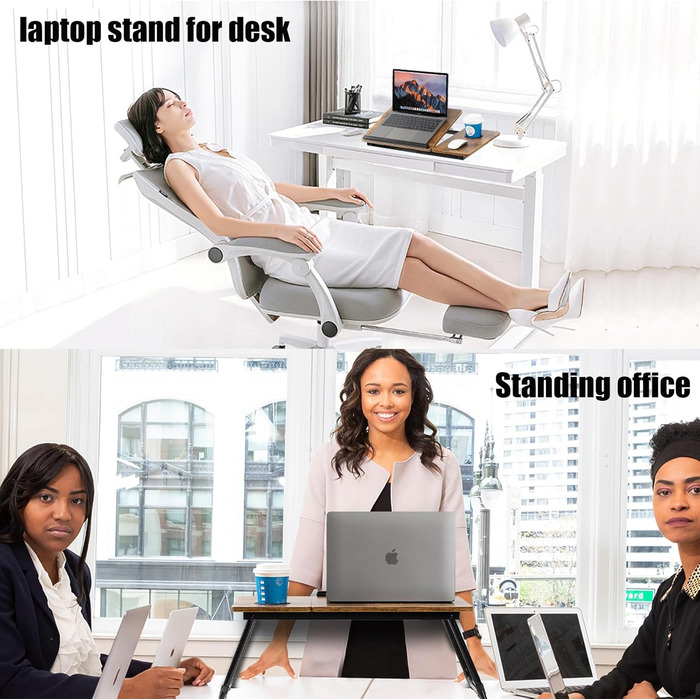 Зручний столик-підставка для ноутбука в ліжко/диван Retrobrown: регульований, складаний, з підстаканником