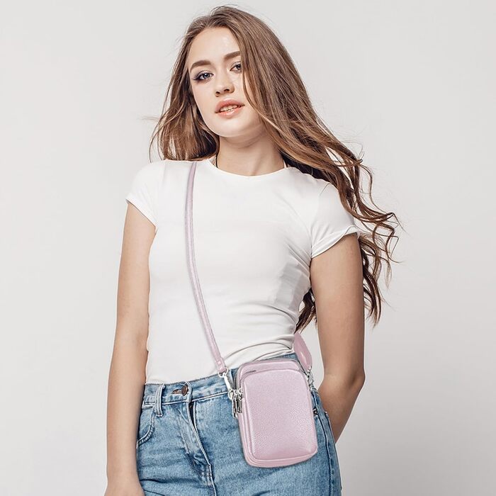 Сумка жіноча мініатюрна на плече для телефону Mini Tasche Lila – кросбоді для iPhone 15/16 Pro Max, Samsung, Xiaomi до 7.5