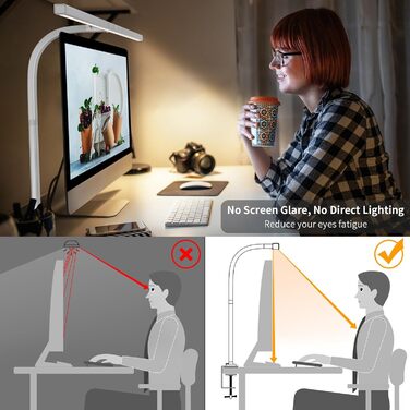 LED лампа для столу EppieBasic з регулюванням яскравості, 24W, для офісу та дому, захист очей, 6 кольорів, авто-диммування