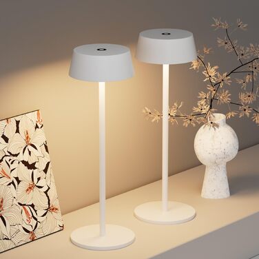 Світлодіодний акумуляторний настільний світильник Klighten з димером, сенсорний, металевий, алюмінієвий, IP54, тепле біле світло 3000K, антрацит