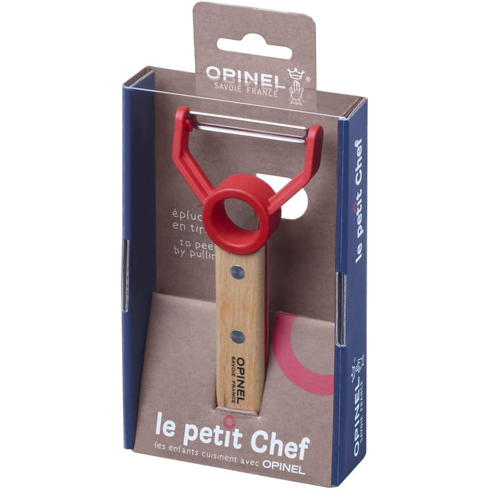 Ніж Opinel Le Petit Chef для дітей, овочечистка, нержавіюча сталь, бук, червоний