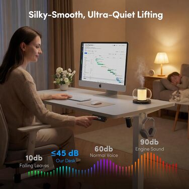 Регульований по висоті письмовий стіл FEZIBO 160x80 см з USB-C та USB-A портами для зарядки, білий
