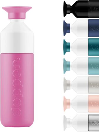 Dopper 580ml Insulated Stainless Steel Water Bottle - Leakproof, Keeps Drinks Cold for 24h / Hot for 9h - Thermos, Coffee Mug, Tea Bottle - Pelican Pink