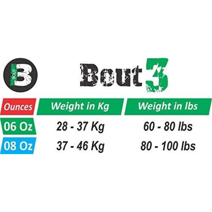 Дитячі боксерські рукавички BOUT3® для кікбоксингу, муай-тай, спарингу та тренувань | Рукавички для боксерського мішка | Рукавички для бойових мистецтв, чорні, 6 Oz (6-8 років)