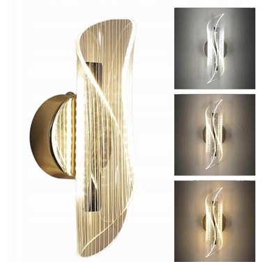 Сучасний золотий настінний LED-світильник (бра) з регулюванням температури світла 3000K/4000K/6000K для спальні