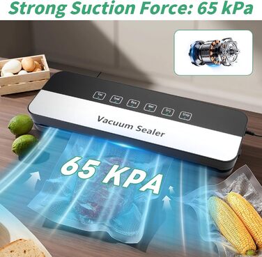 Вакуумний пакувальник 6-в-1 для продуктів харчування, сухий/вологий режим, пристрій для запечатування з вакуумними пакетами