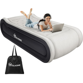 Надувний матрац YITAHOME 2x1,5м з електропомпою, самонадувний, для 2 осіб, білий/блакитний