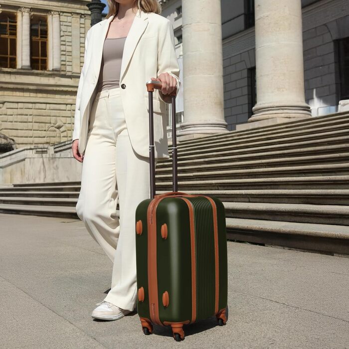 Набір валіз FERGÉ Milano 3 шт. з жорсткого ABS (ручна поклажа, L, XL) - зелений, хакі