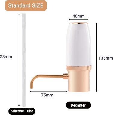 Electric Wine Aerator Pourer, Portable One-Touch Wine Decanter and Wine Dispenser Pump for Red and White Wine Multi-Smart Automatic Wine Oxidation Dispenser, USB Rechargeable (White)