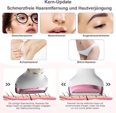 Електричний жіночий тример 4-в-1 з цифровим дисплеєм – для обличчя, ніг, під пахвами та інтимної зони, водонепроникний IPX7, USB-зарядка, рожевий