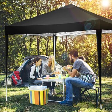 COBIZI Gazebo 3x3m Waterproof, Stable, Winter-Proof, Foldable Pop-up Gazebo Party Tent Garden Gazebo for Beach Wedding, with 4 Side Panels, UV Protection 50+, Adjustable Height, Black