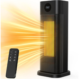 Електричний обігрівач Minthouz: 2000W, PTC кераміка, 3 режими, термостат, пульт, LED-дисплей, таймер 12H, осциляція 70°, для дому та офісу
