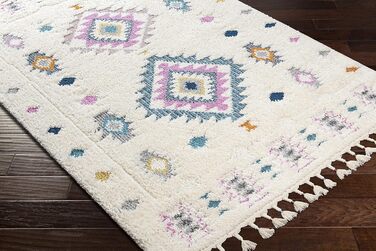 Surya Suva Rug Bedroom, Living Room, Dining Room, Hallway - Modern Boho Rug Geometric Pattern - Soft Scandinavian Living Room Rug Blue, Lavender, Orange, White - 160x213cm Large Lavender, Blue, Yellow