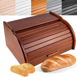 Дерев'яний хлібний ящик Creative Home | 38 x 28,5 x 17,5 см | Для хліба, булочок, тортів | З відкидним кришкою | Натуральний | Підходить для будь-якої кухні (колір: коричневий)