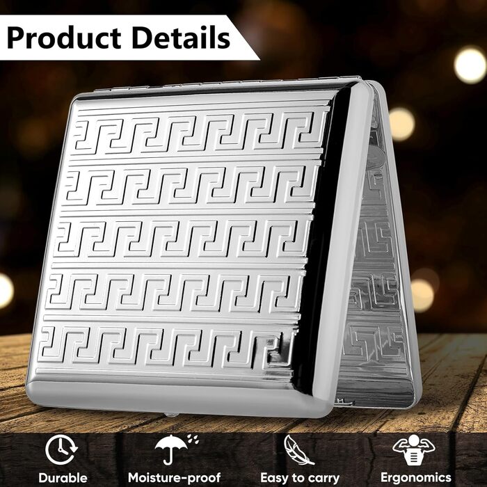 Металеве етоле для сигарет 84 мм, King Size, RFID захист, сріблястий лабіринт