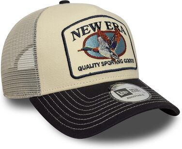 Кепка бейсболка New Era A-Frame Trucker Olive/White - регульована, з нашивкою, універсальний розмір
