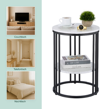 Relaxdays Side Table with Marble Look