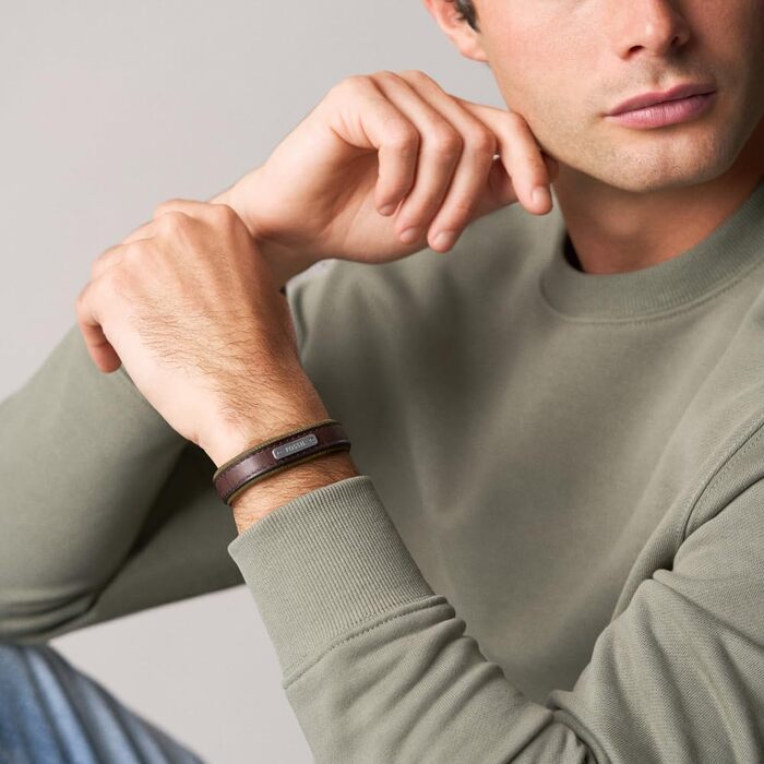 Чоловічий шкіряний ремінець Fossil з пряжкою (Горіхово-коричневий)