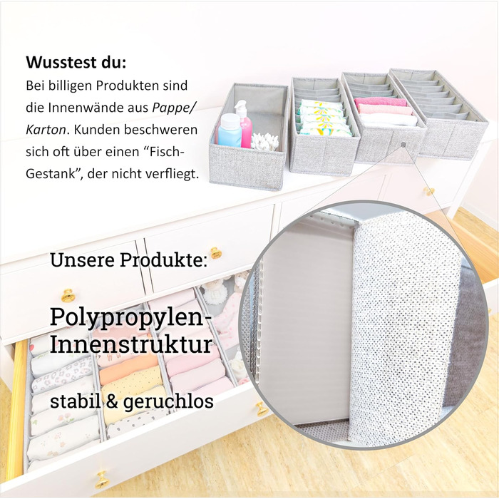 SIMPLE JOY® HEMNES Double Organizer for IKEA HEMNES Double Dresser; THE ORIGINAL; custom fit; Sturdy base; Drawer organization system for baby supplies, baby clothes, socks; 8-piece set