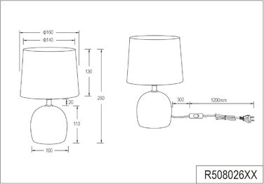 Стійлова лампа Reality Leuchten Malu R50802667 з керамічним цоколем чорного кольору та чорним тканинним абажуром, 1xE14