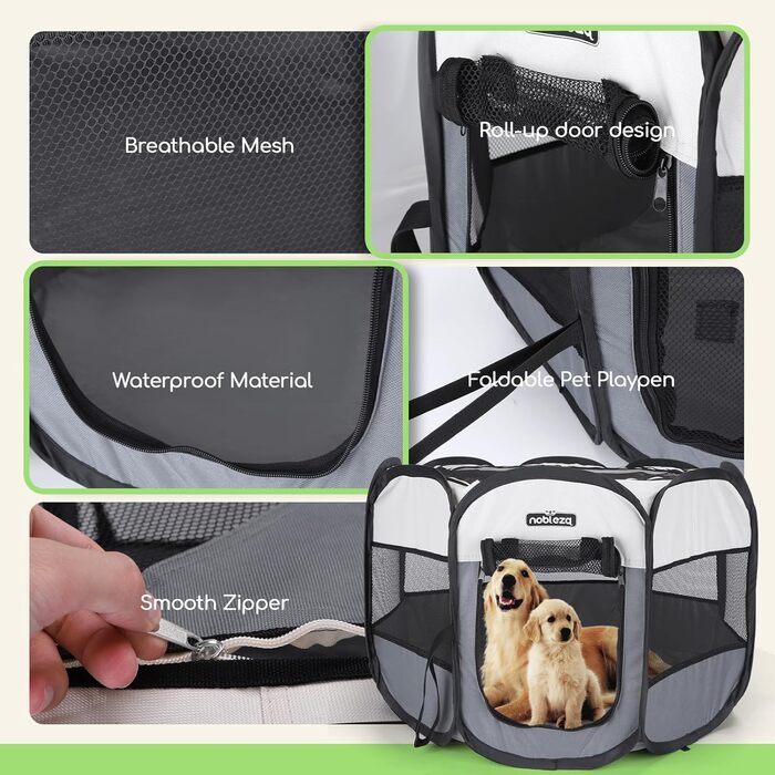 Клітка-забіг для цуценят Nobleza: складана клітка для собак, кроликів, котів, 125x125x58 см