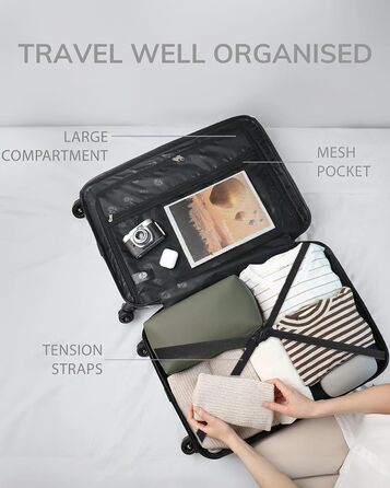 Набір валіз FERGÉ 3 шт. з жорстким корпусом та TSA-замком Cannes. Валізи-ролери (Handgepäck, L, XL). Жорсткий корпус, міцний полікарбонат, 4 колеса, валіза XL 75 см, колір Ivory-matt