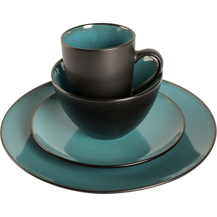 Набір посуду Gibson Elite Soho Lounge, 16 предметів (сервіз на 4 особи), блакитно-зелений, кераміка