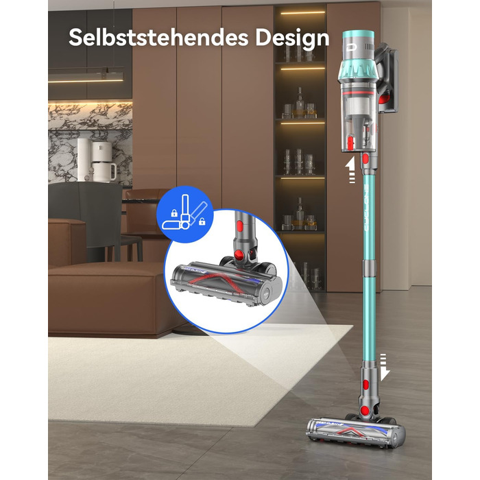 Бездротовий акумуляторний пилосос YU7 580W з потужністю всмоктування 47000Pa, час роботи до 70 хвилин, сенсорний екран, для килимів, шерсті тварин, твердих поверхонь