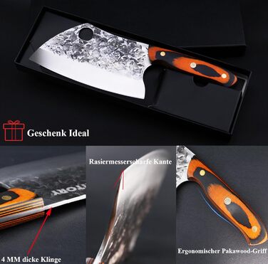 Турецьке м'ясницьке ніж Kitory 18 см: для м'яса та кісток, з ергономічною ручкою Pakkawood, модель HS09DE