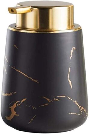 Набір для ванної кімнати з 4 предметів, кераміка, набір аксесуарів для ванної кімнати, імітація мармуру, себорегулятор, стаканчик для зубної пасти, тримач для зубних щіток, мильниця (Темно-зелений) (Чорний)