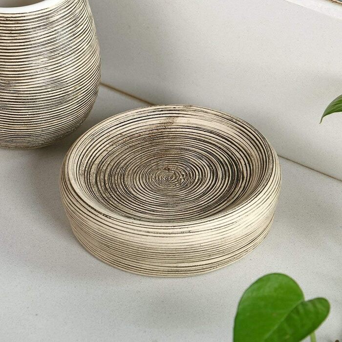 Набір для ванної кімнати з кераміки, 4 шт: дозатор для мила, мильниця, тримач для зубних щіток, стакан для зубної пасти, чорний, Middle