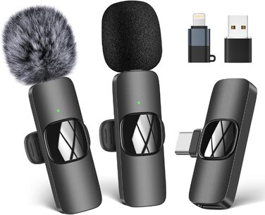 Беспроводной петличный микрофон HMKCH для телефона/iPhone/компьютера, USB-C, для видеоблогинга, TikTok, YouTube, с шумоподавлением, Plug-and-Play, K1CLU